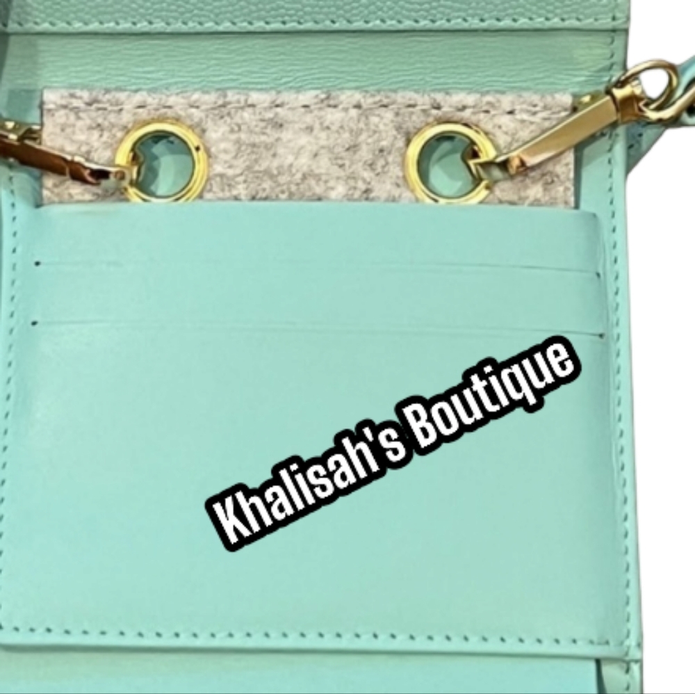 BNIB!! VERY Rare!!! Chanel Wallet LARGE Trifold Tiffany Blue Caviar Belt Waist - Picture 10 of 15
